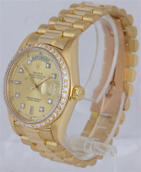 rolex perpetual day-date 1803 president 18k gold diamond watch|Rolex 18k gold.